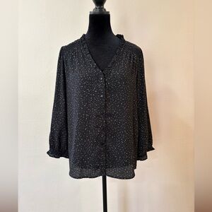 CeCe Black Dotted Blouse